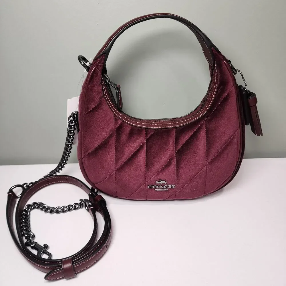 NWT Coach CCE61 Carmen Mini Crossbody Bag Quilting Velvet/Gunmetal/Burgundy
